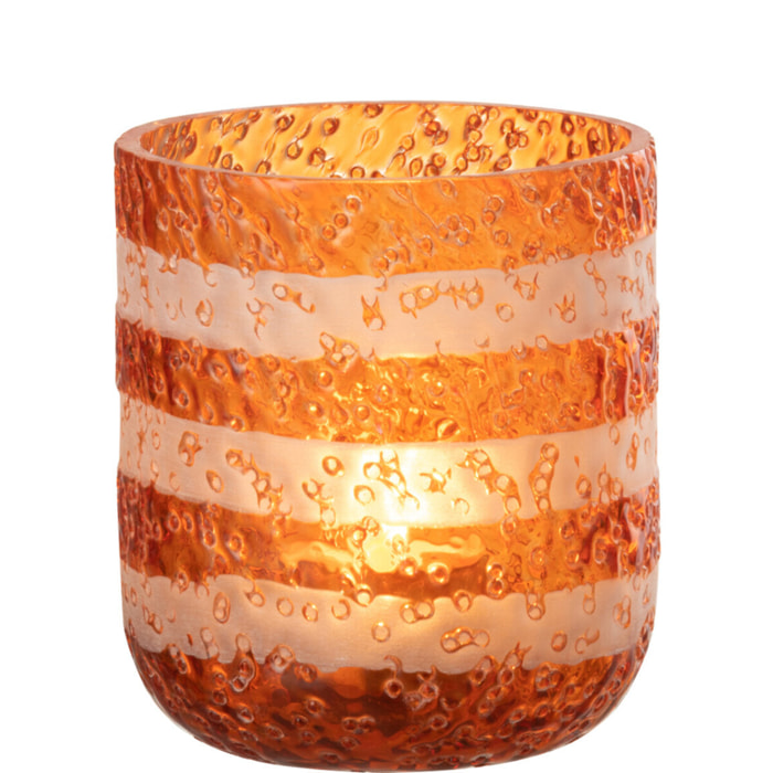 J-Line photophore Lignes - verre - orange/blanc - small - 2 pièces