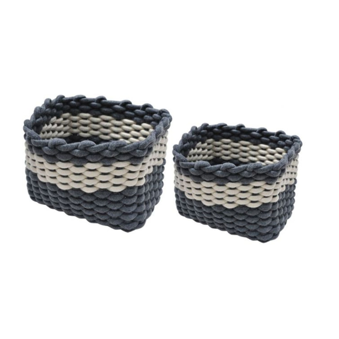 Corbeille de rangement bicolore bleu & blanc - LENA