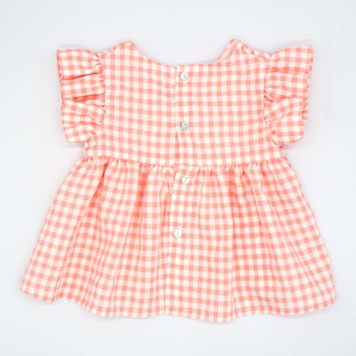 BLUSA DRAPEADA VICHY PLUMETI ROSA