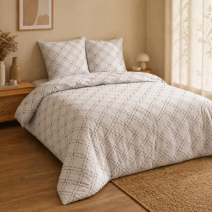 Parure housse de couette coton beige