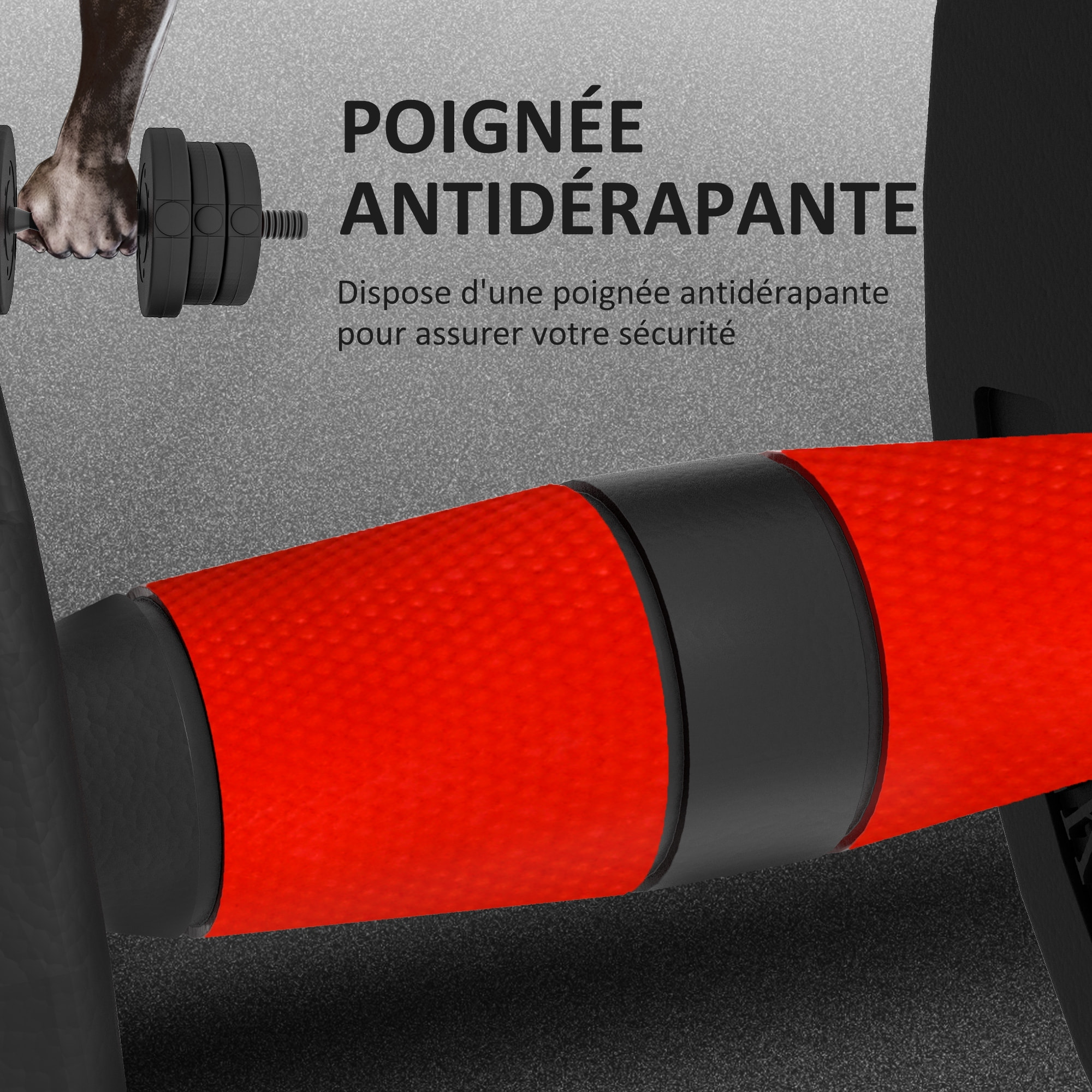 Ensemble d'haltères courtes total 20 Kg - barres incluses - entraînement musculaire & haltérophilie - acier HDPE noir rouge
