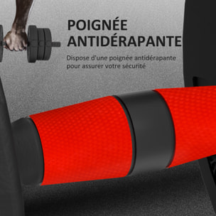 Ensemble d'haltères courtes total 20 Kg - barres incluses - entraînement musculaire & haltérophilie - acier HDPE noir rouge