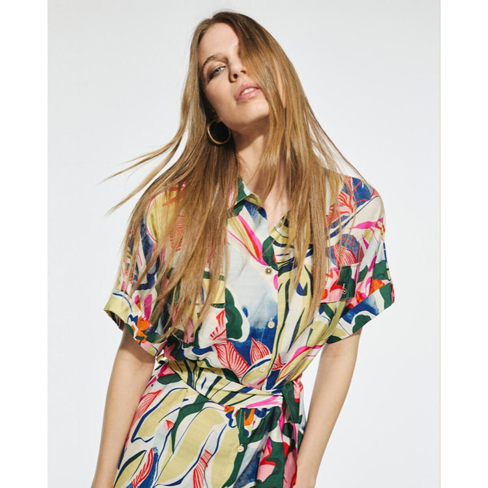 Vestito Camicia a Stampa Floreale