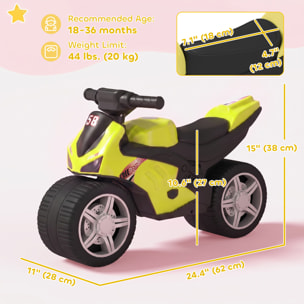 Draisienne moto de course larges roues effets sonores jaune vert