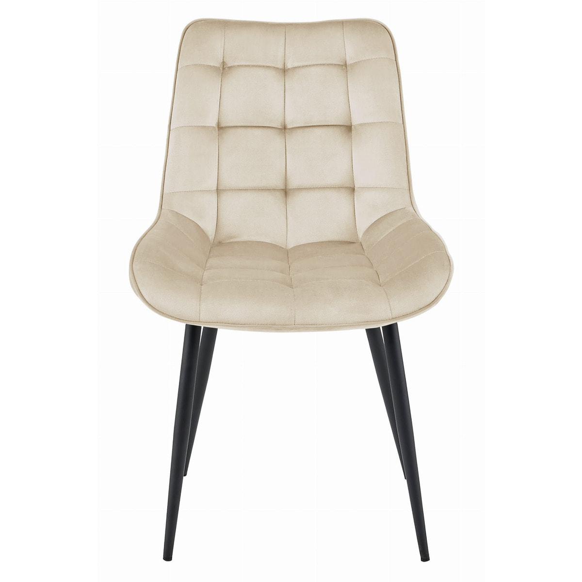 Set di 4 Sedie Bera in Velluto Beige con Gambe Nere
