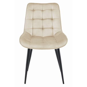 Set di 4 Sedie Bera in Velluto Beige con Gambe Nere