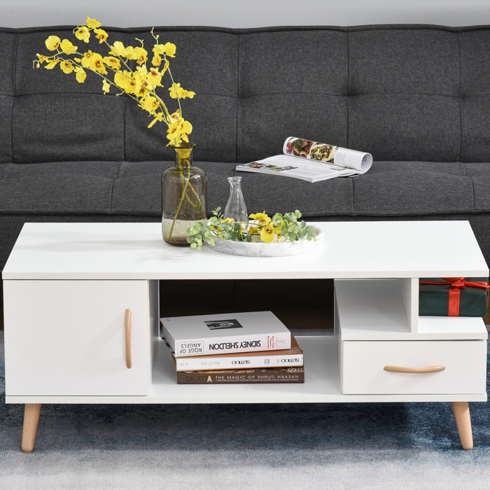 Table basse rectangulaire design scandinave blanc