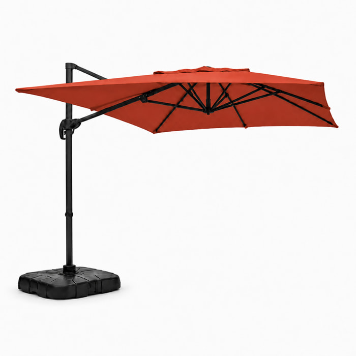 Parasol rectangulaire 2x3m déporté rotatif terracota OTA