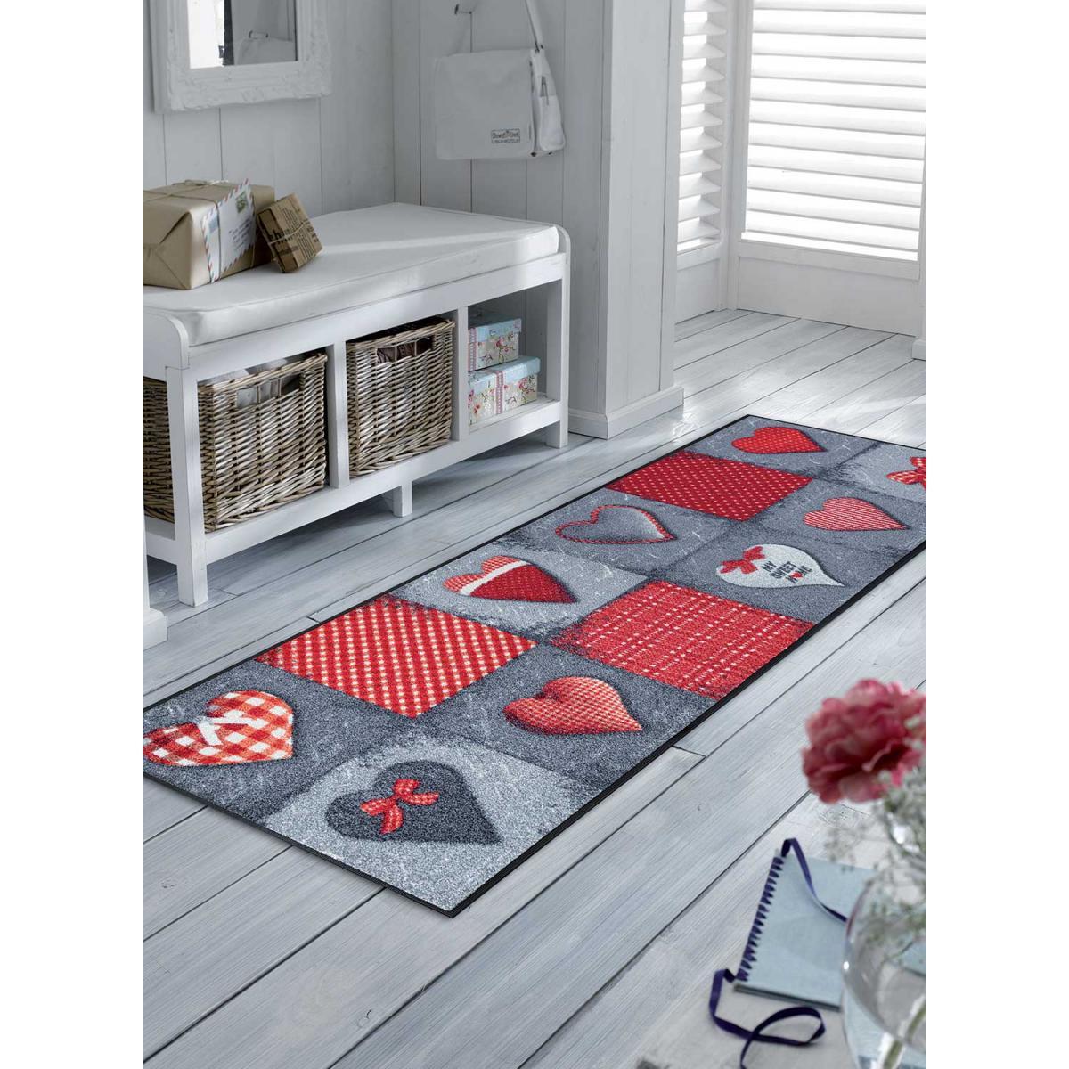 Paillasson 60x180 tissé motif traditionnel SWITOM gris