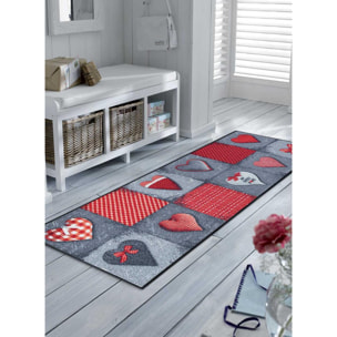 Paillasson 60x180 tissé motif traditionnel SWITOM gris