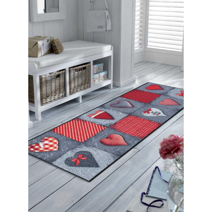 Paillasson 60x180 tissé motif traditionnel SWITOM gris