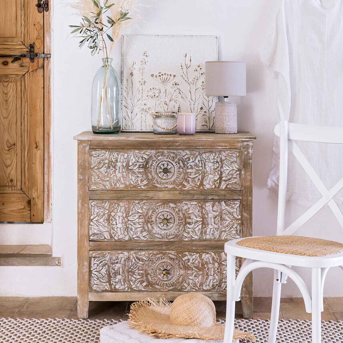 Commode "Shirel" manguier 3 tiroirs