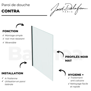 Paroi de douche fixe ou paroi latérale 200 x 80 Contra noir mat