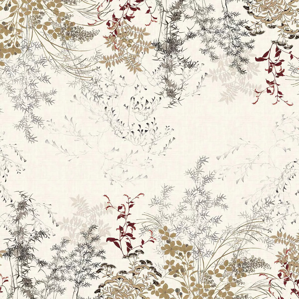 Nappe lin & coton lavé 150 g/m² imprimé beige Bambous parchemin