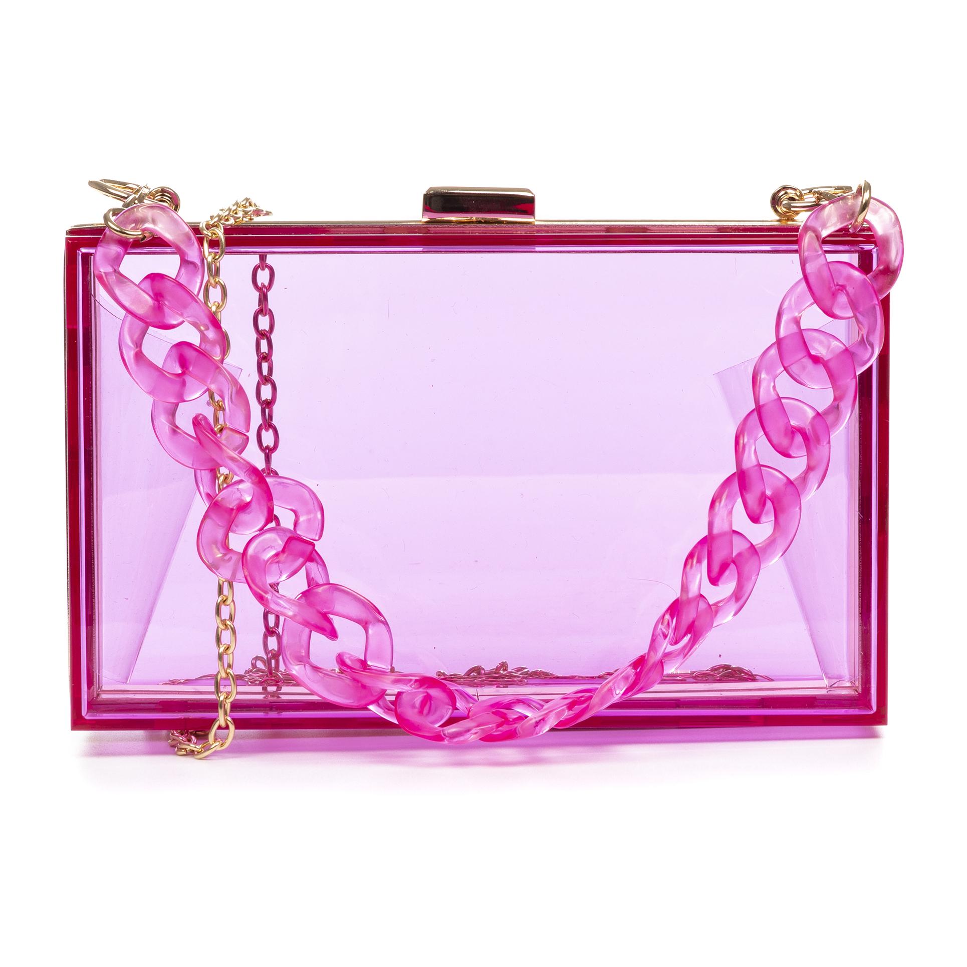 Zavattarello bolso clutch de mano, de metacrilato transparente.