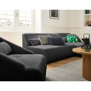 Onyx - canapé modulable d'angle réversible 4 places - en velours côtelé - Gris foncé