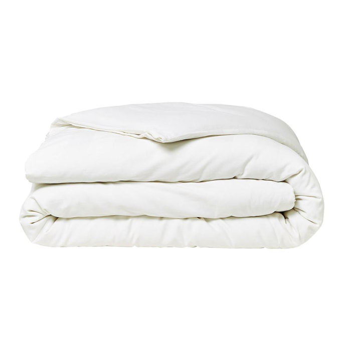 Parure de lit 2 personnes uni coton PRESTIGE blanc