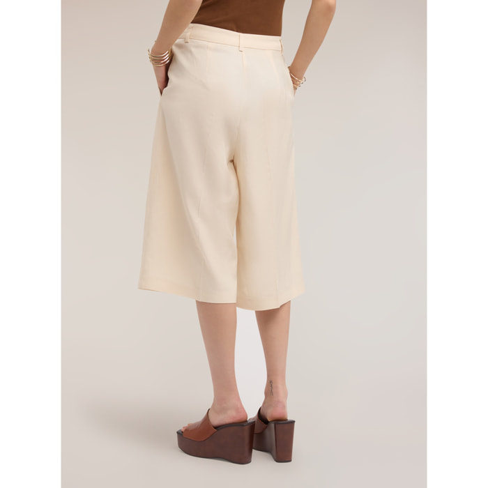 Motivi - Bermuda largo mezcla de lino - Beige