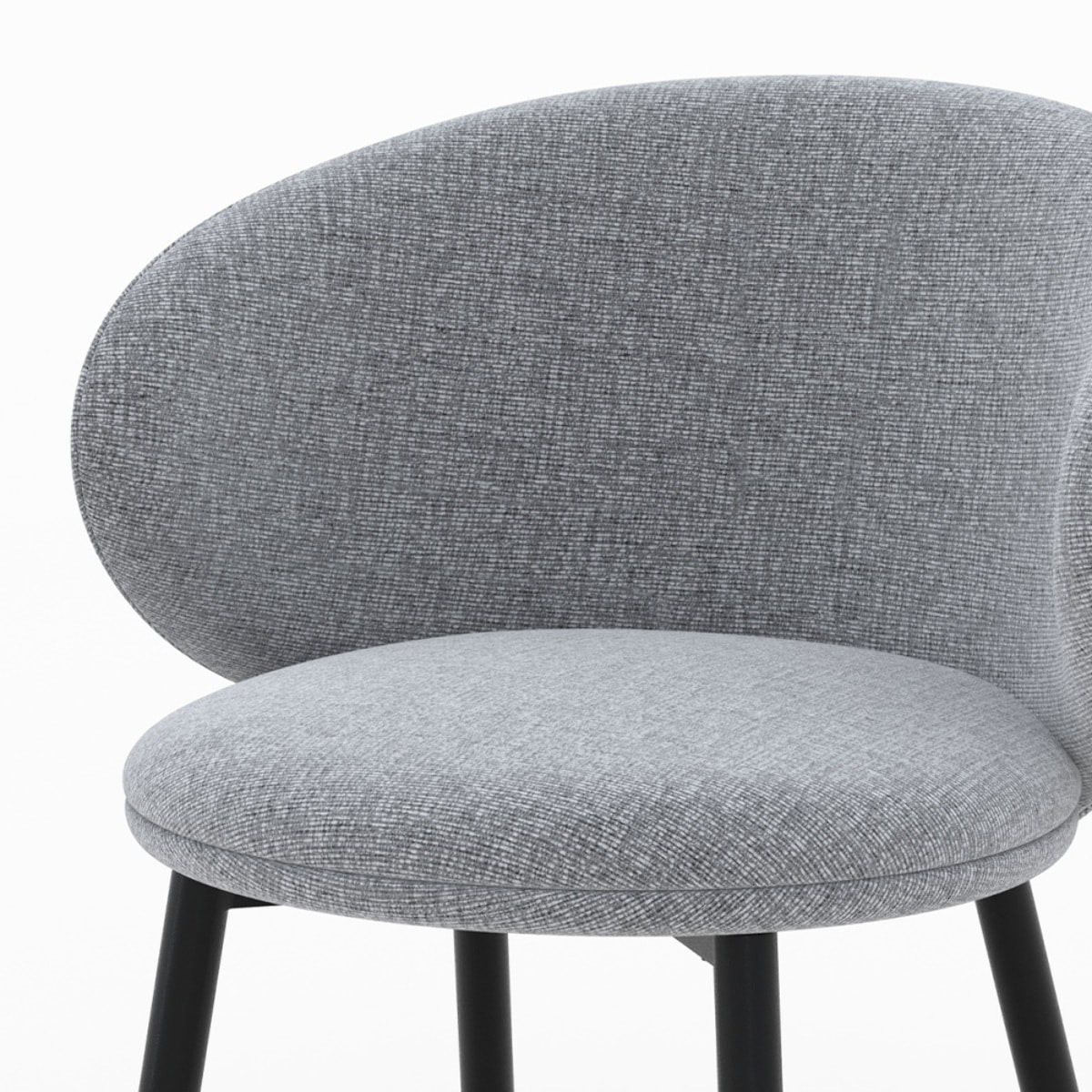 Lot de 2 chaises en tissu gris foncé chiné et pieds noirs - Cécilia