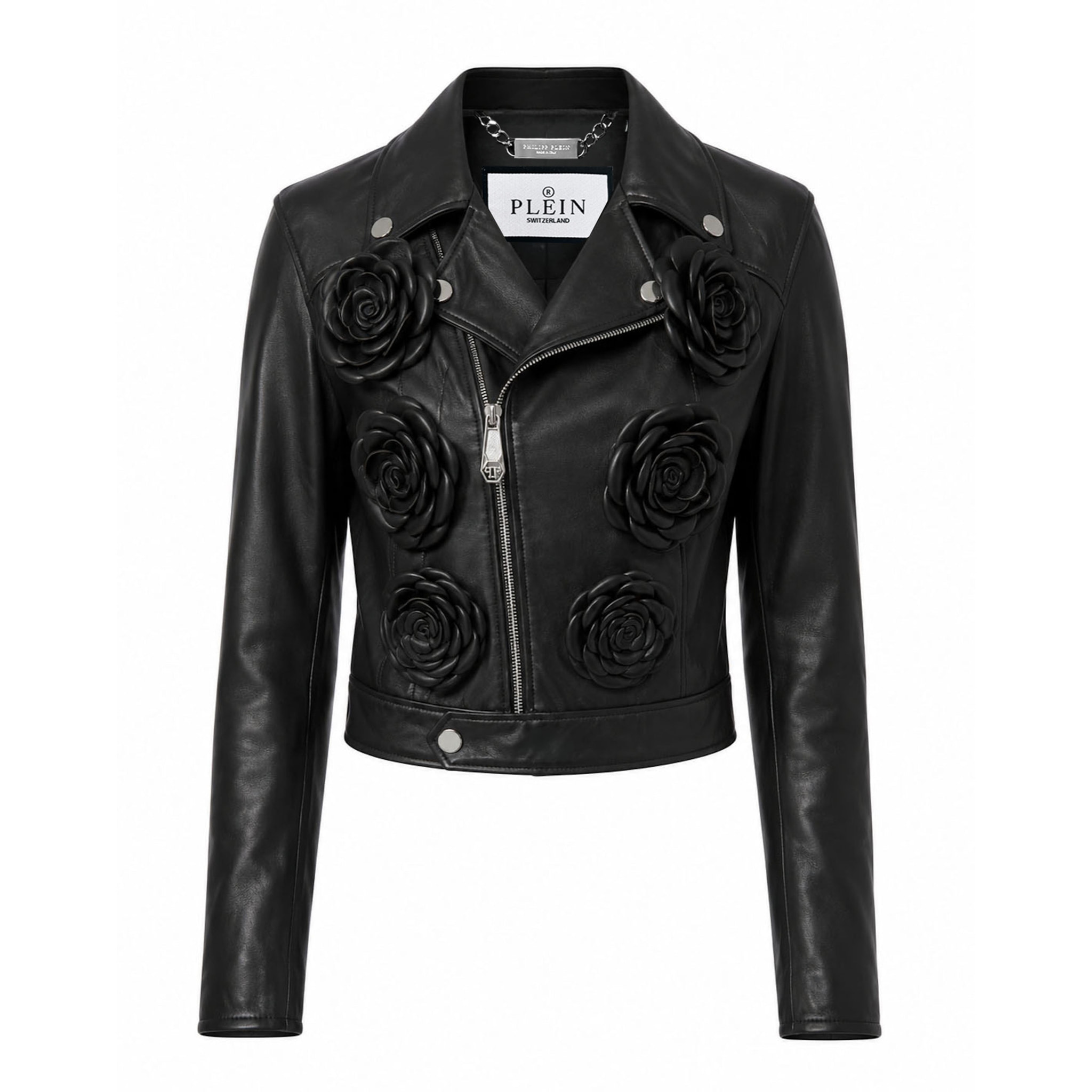 PHILIPP PLEIN Chaqueta biker de cuero FLOWER