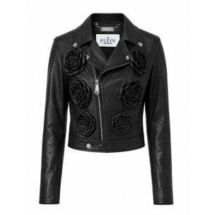 PHILIPP PLEIN Chaqueta biker de cuero FLOWER