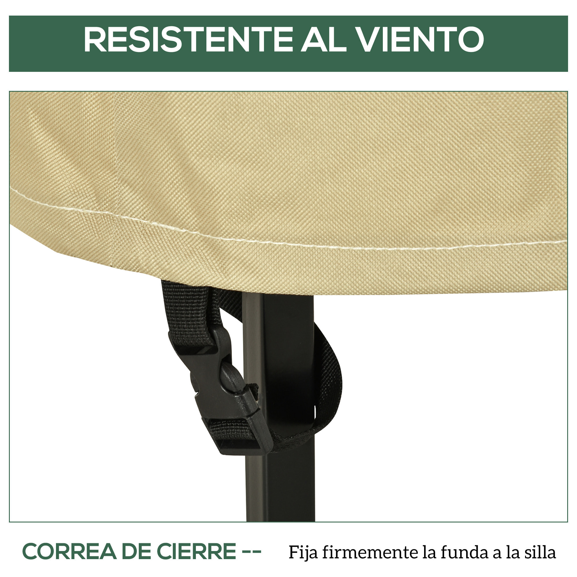 Funda para Sillas Apilables 90x70x115 cm Funda para Sillas de Jardín Impermeable de Tela Oxford 600D Funda para Muebles Jardín Anti-UV Beige y Café