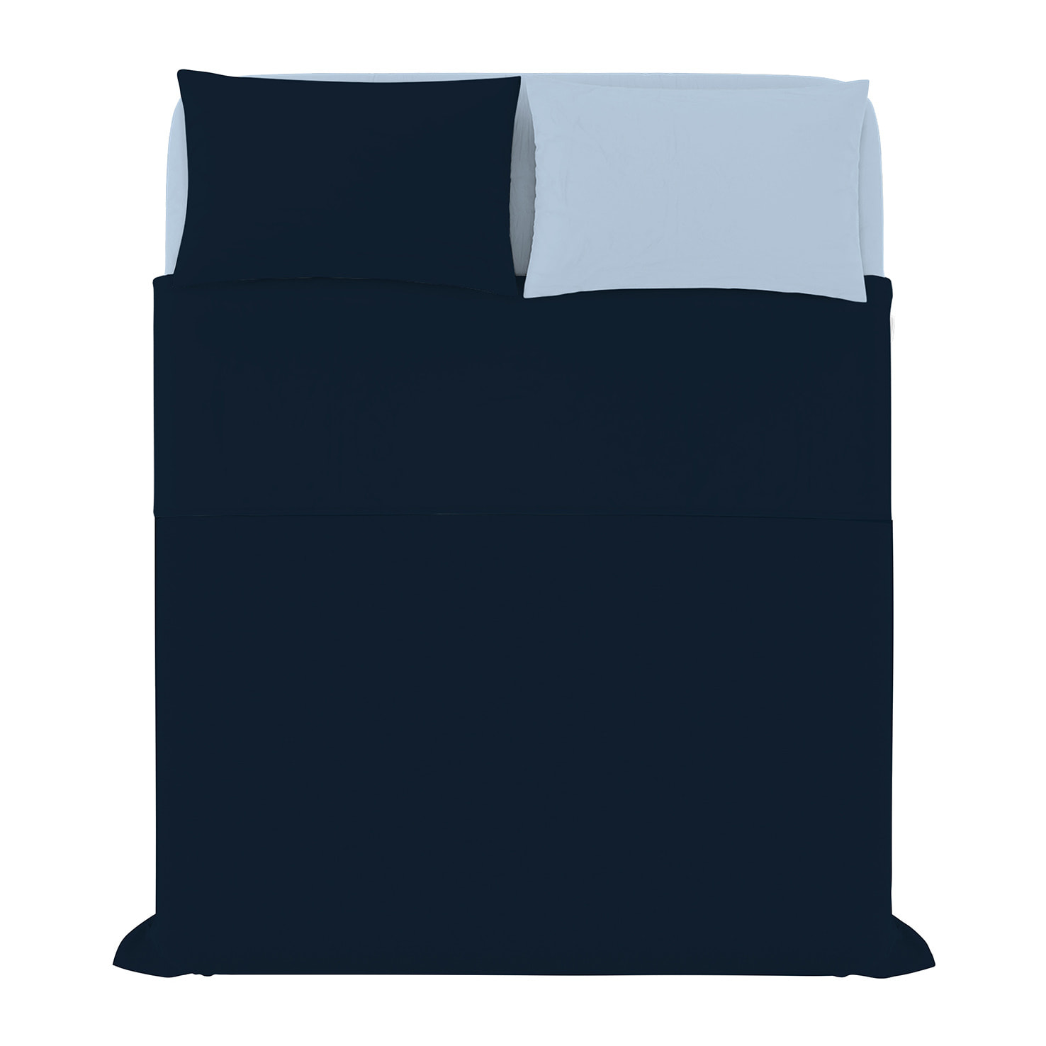 COMPLETO LETTO NATURAL COLOR, 100% Cotone, Made in Italy - BLU SCURO/AZZURRO