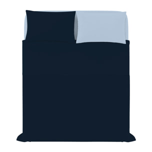 COMPLETO LETTO NATURAL COLOR, 100% Cotone, Made in Italy - BLU SCURO/AZZURRO