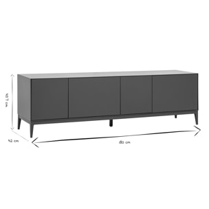 Meuble TV design gris laqué mat avec rangements L180 cm GRAY
