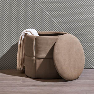 Pouf Rangement - HOME DECO FACTORY - Jules - Tressé - Côtelé - Taupe