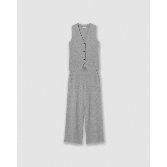 Set chaleco pantalón angorina gris claro