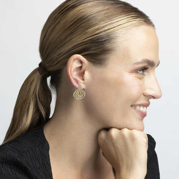 Pendientes con Circonita Brillante acabado oro 18k