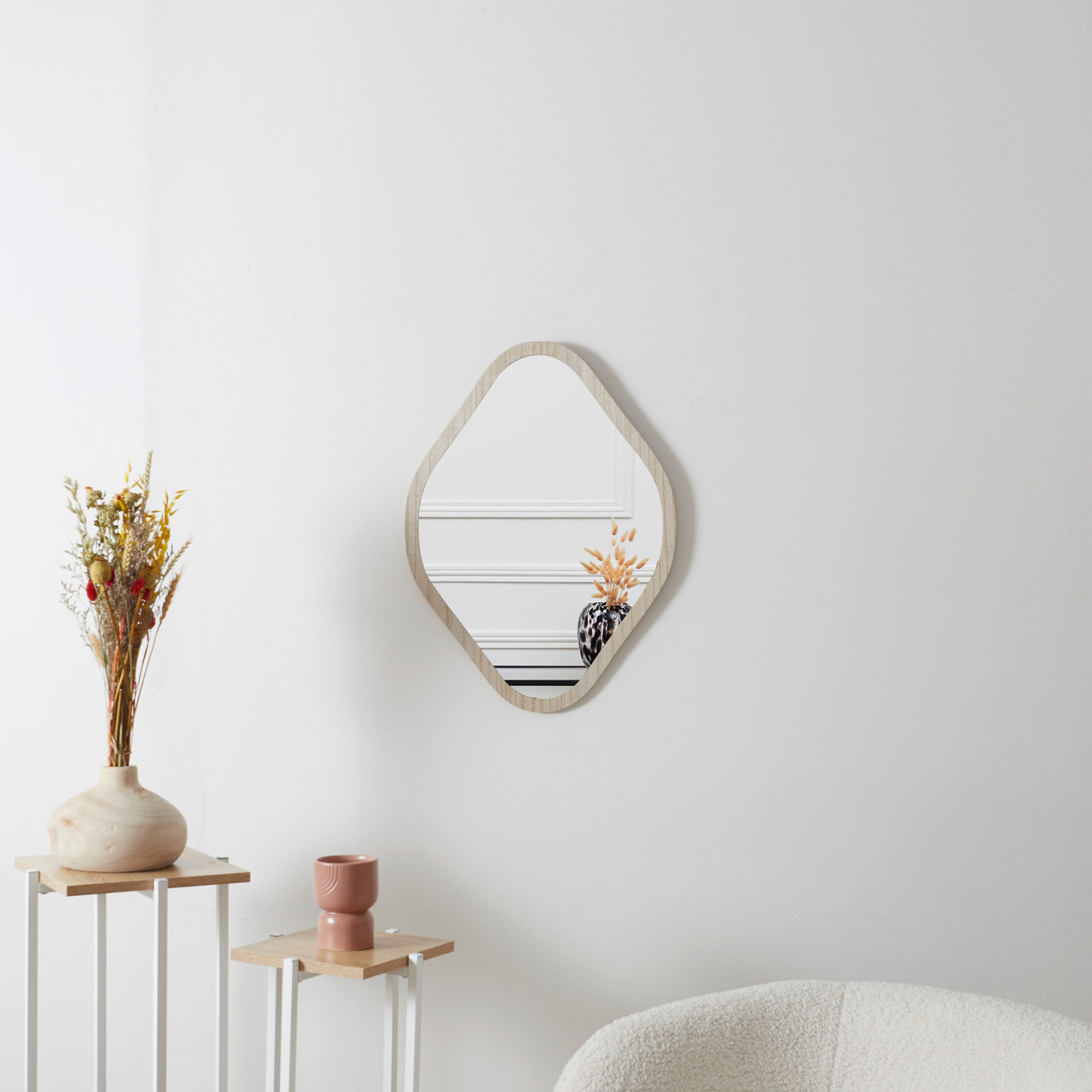 Miroir Deco Contour Bois Losange H60cm Elio