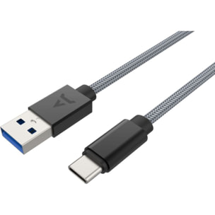 Câble USB C ADEQWAT vers USB gris 2m tressé