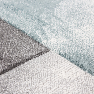 HAWAII - Tapis de salon à motif géométrique bleu