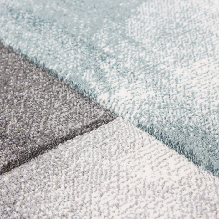 HAWAII - Tapis de salon à motif géométrique bleu