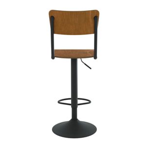 Lot de 2 chaises de bar réglables 60/80 cm en bois foncé - Clem