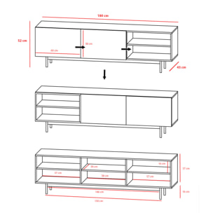Bajo tv Printed roble claro 52x180x44 cm