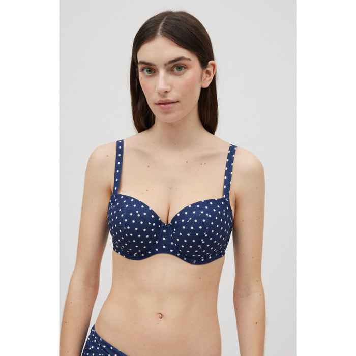 Reggiseno bikini a pois con spalline larghe, coppa C
