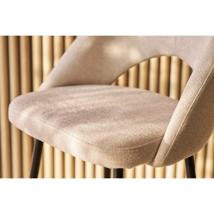 Tabourets de bar en tissu effet velours texturé beige H65 cm (lot de 2) COSETTE