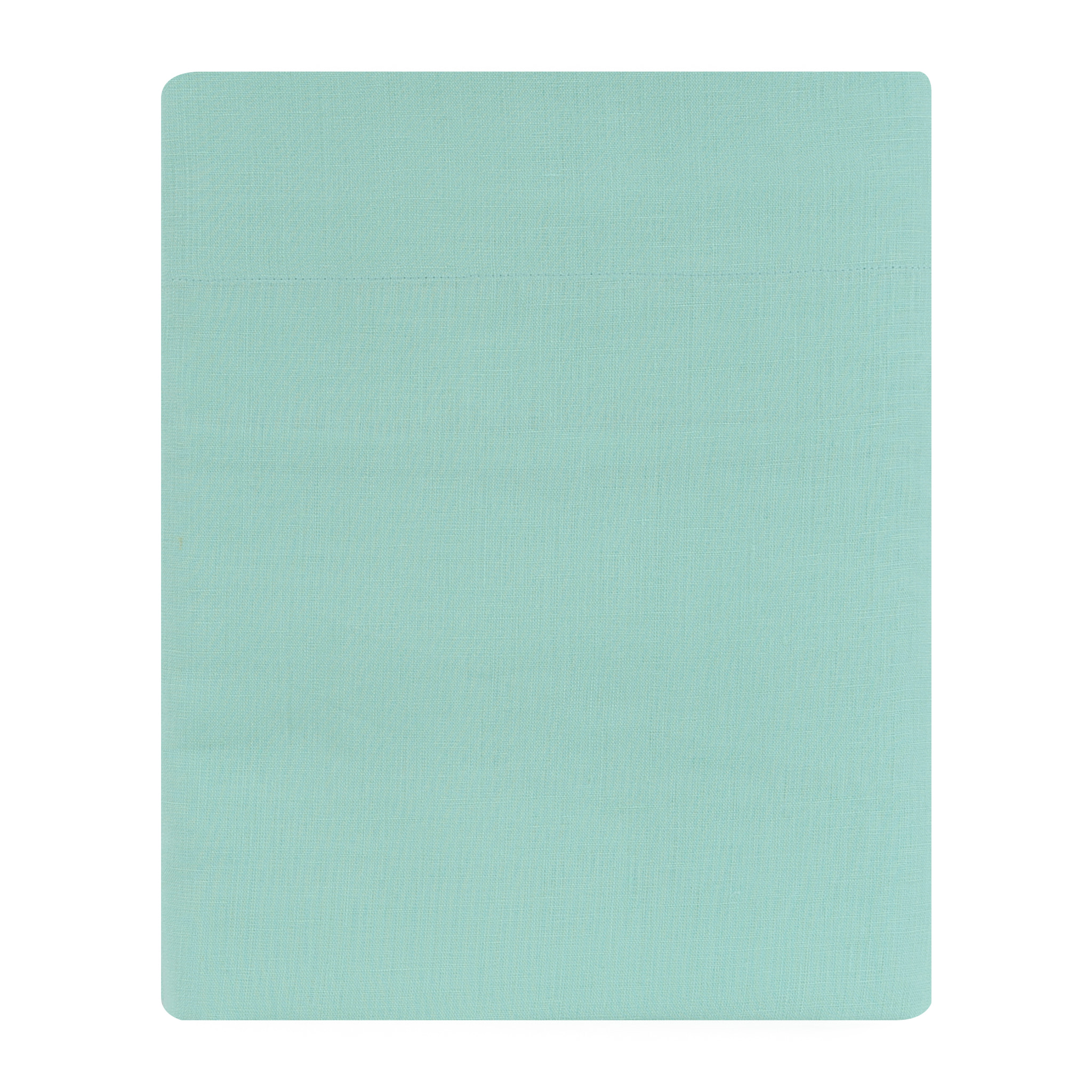 Drap plat bicolore en lin lavé, COTTAGE, Vert menthe