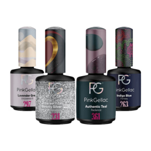 Set vernis semi-permanent - 4 x 15 ml Bleu, Vert, Rouge, Gris