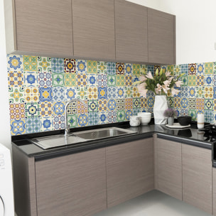 Stickers muraux - Sticker Mural Carrelage adhésif Cuisine Salle de Bain - 30 STICKERS CARRELAGES AZULEJOS SALVIA