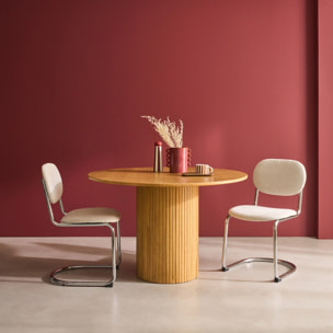 Table à manger ronde bois d'hévéa et placage chêne 4 places ESTELLE