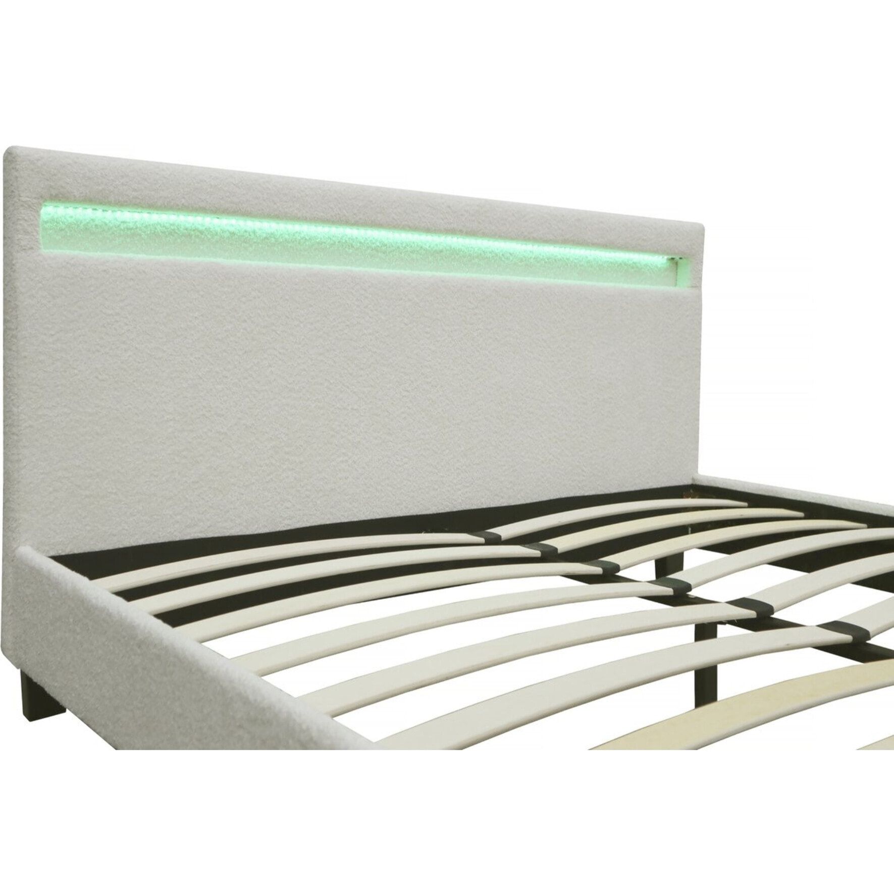 Lit tissu bouclette avec LED "Maria" 160 x 200 cm - Crème