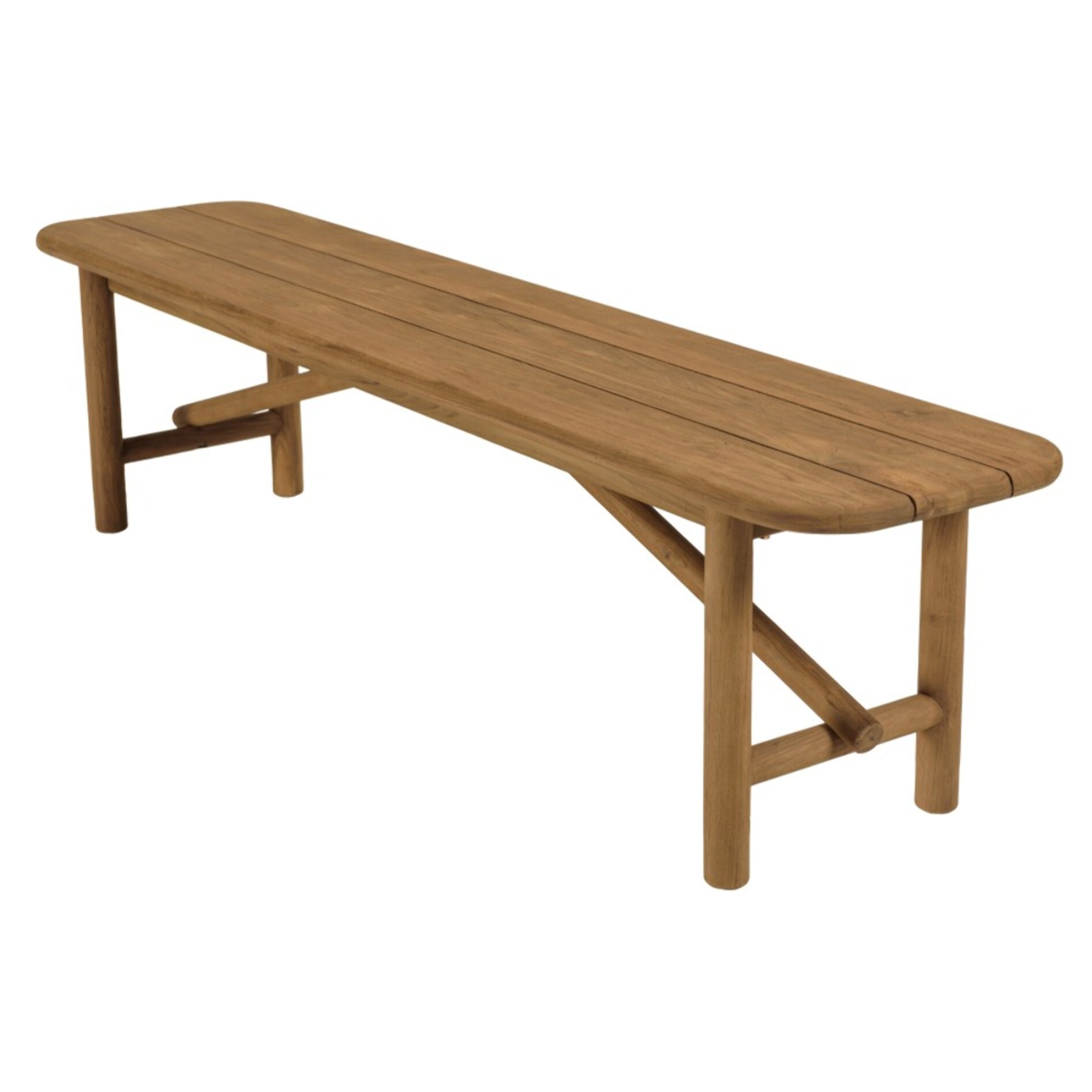 COLINE - Banc de jardin 180x40cm en bois de teck recyclé couleur naturelle