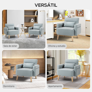 Sofá de 1 Plaza Tapizado en Cuero Sintético Sofá de Salón de 77 cm con Reposabrazos Acolchado Grueso Respaldo Acanalado y Patas de Madera para Dormitorio Sala de Estar Gris