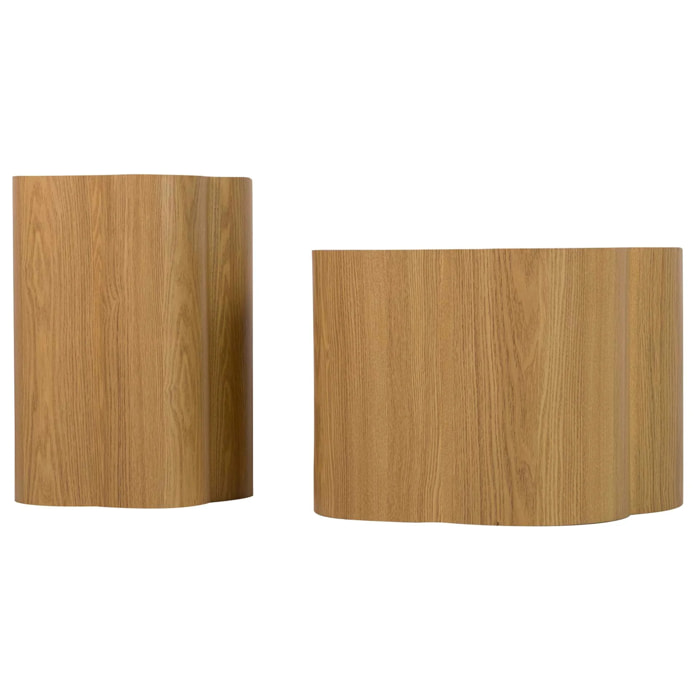 Set 2 Mesas Mdf Marrón 59x59x41 40x40x52 Cm