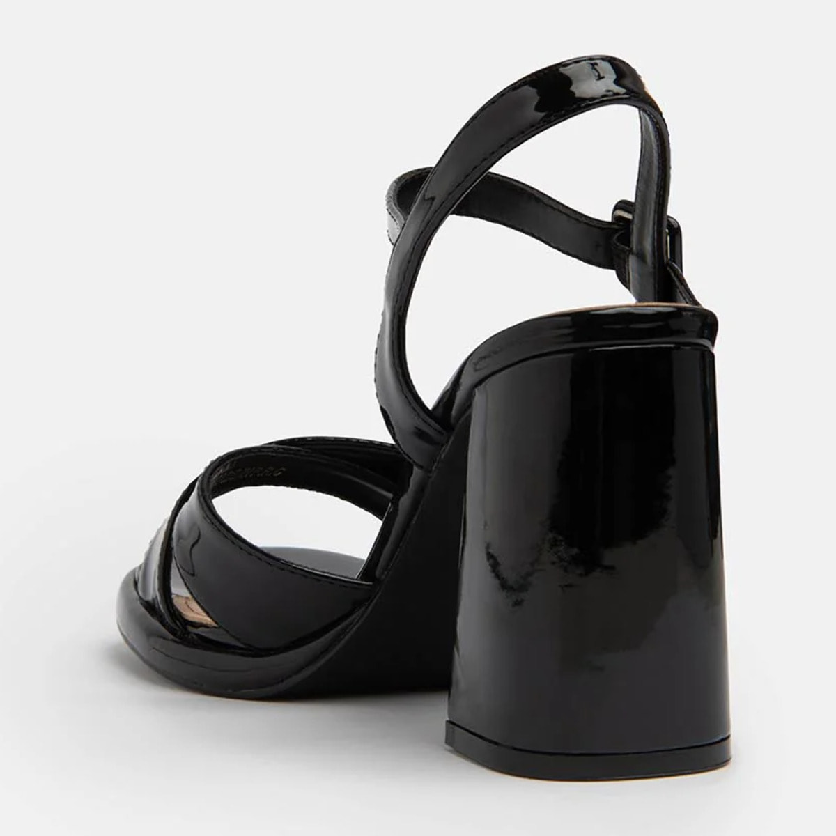 Decolletè con fascette incrociate e tacco ampio - NERO