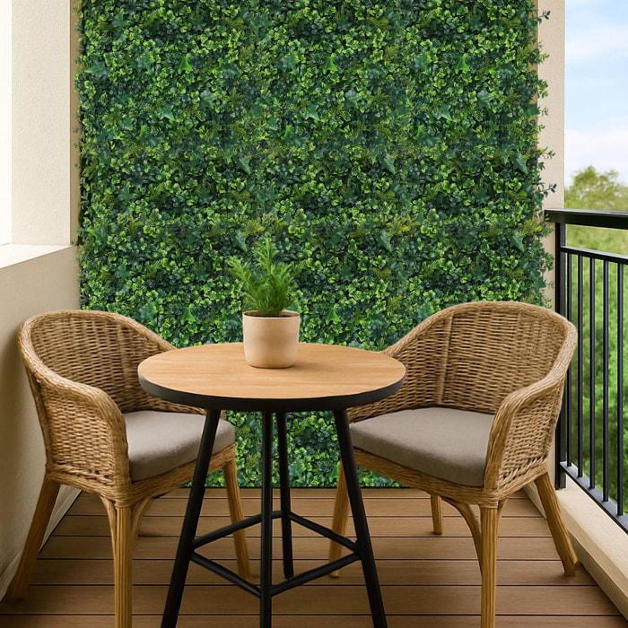 Well home jardín vertical artificial, panel de seto 100x100cm, para decoración interior y exterior - de hojas verdes mixtas y realistas